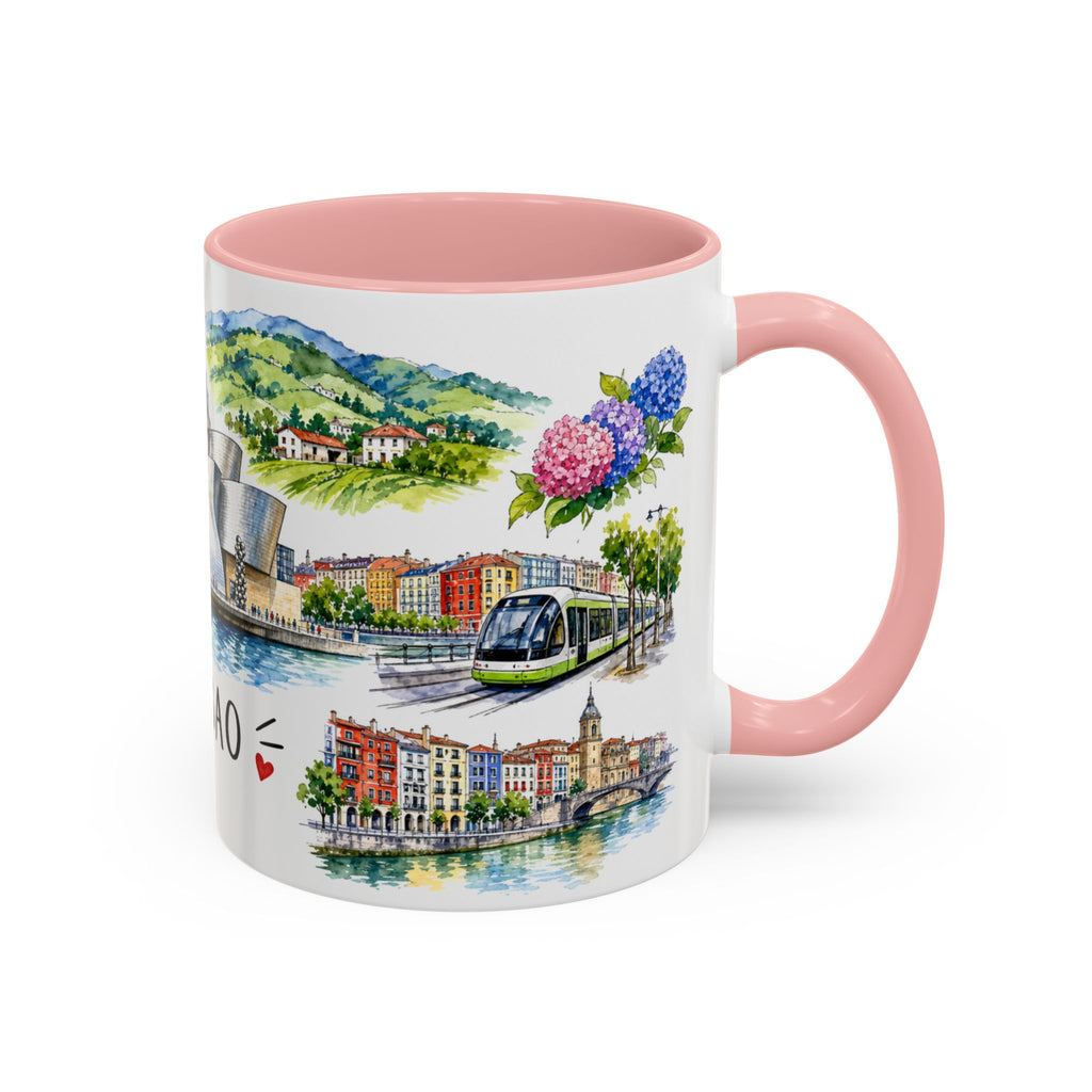 Bilbao Illustrated Travel Mug | City Souvenir Accent Coffee Mug | 11oz 15oz Ceramic Cup