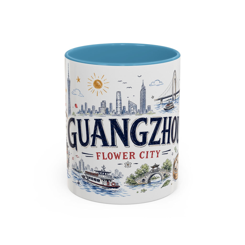 Guangzhou Coffee Mug | China Souvenir Travel Gift | Accent Color Ceramic 11oz 15oz