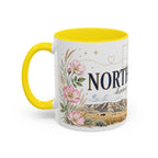 North Dakota State Map Mug | Prairie Rose Botanical Accent Coffee Cup