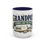 Grandpa's Stories Are The Best Coffee Mug | Gift From Grandkids | Accent Color Ceramic 11oz 15oz
