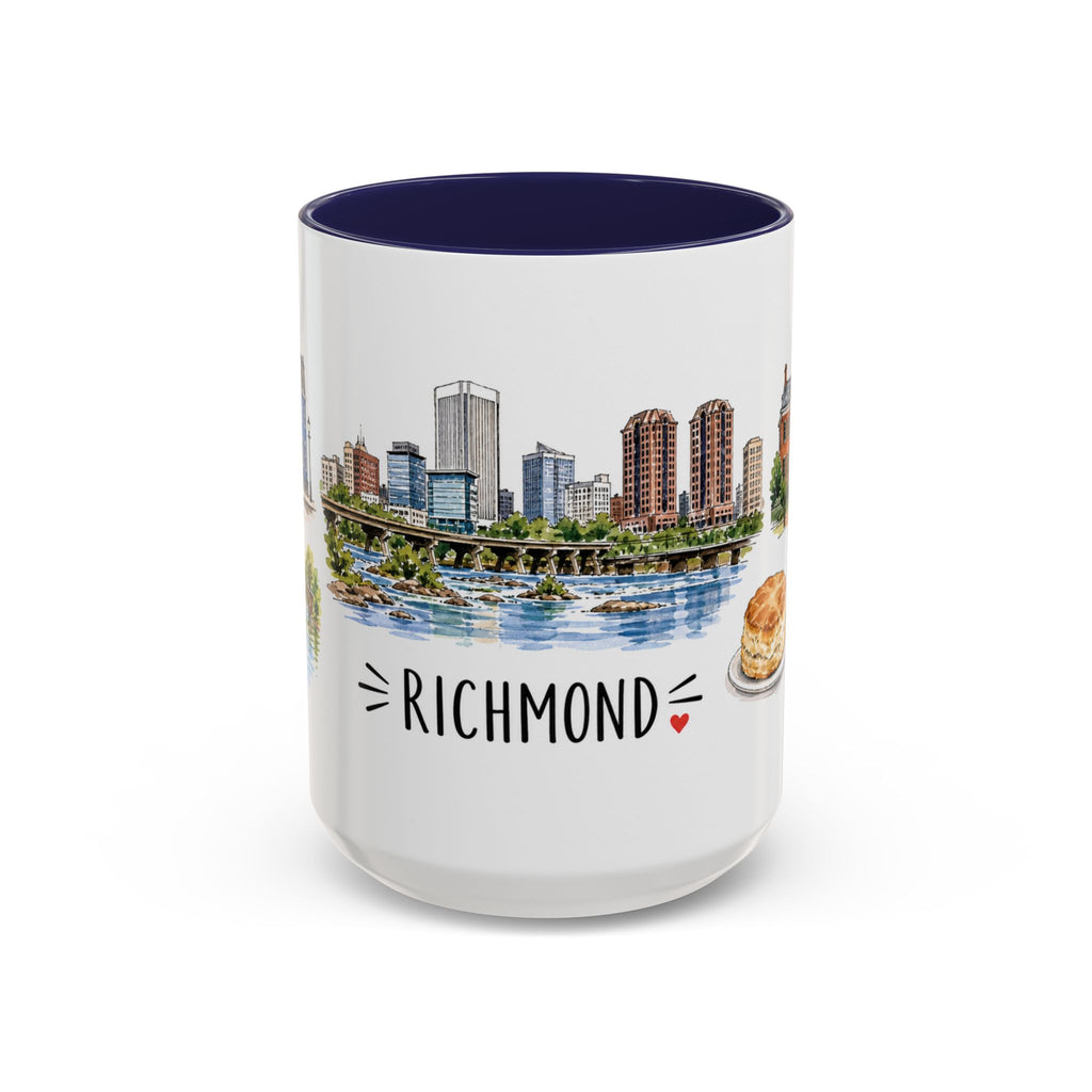 Richmond Illustrated Travel Mug | City Souvenir Accent Coffee Mug | 11oz 15oz Ceramic Cup