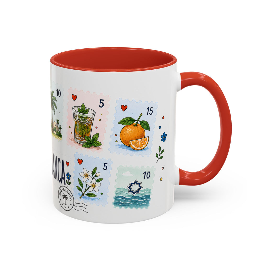 Casablanca Coffee Mug | Postage Stamp Collage Mug | Travel Souvenir Accent Cup 11oz 15oz