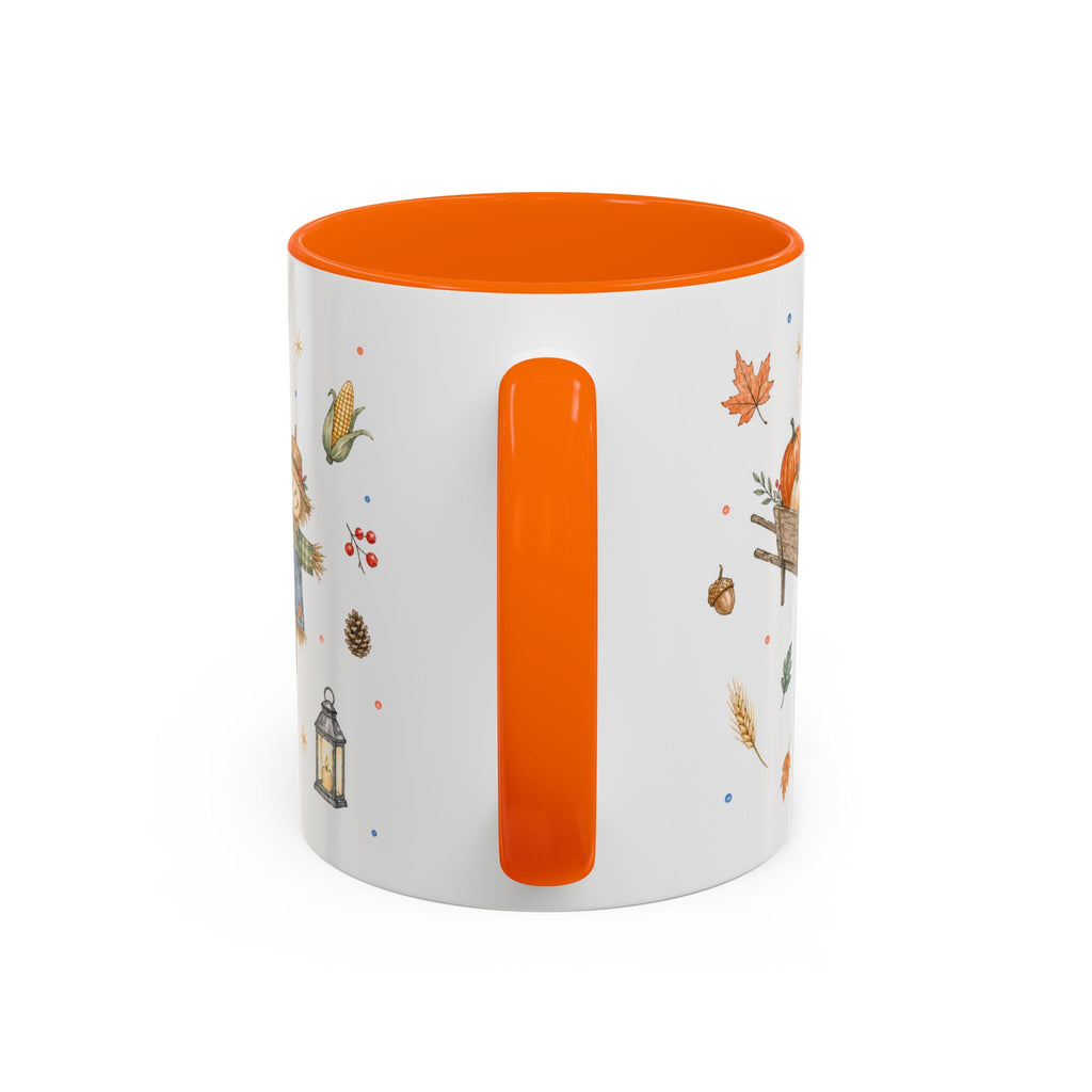 Thanksgiving Mug | Country Harvest Watercolor Gift | Pumpkin Scarecrow Accent Cup 11oz 15oz