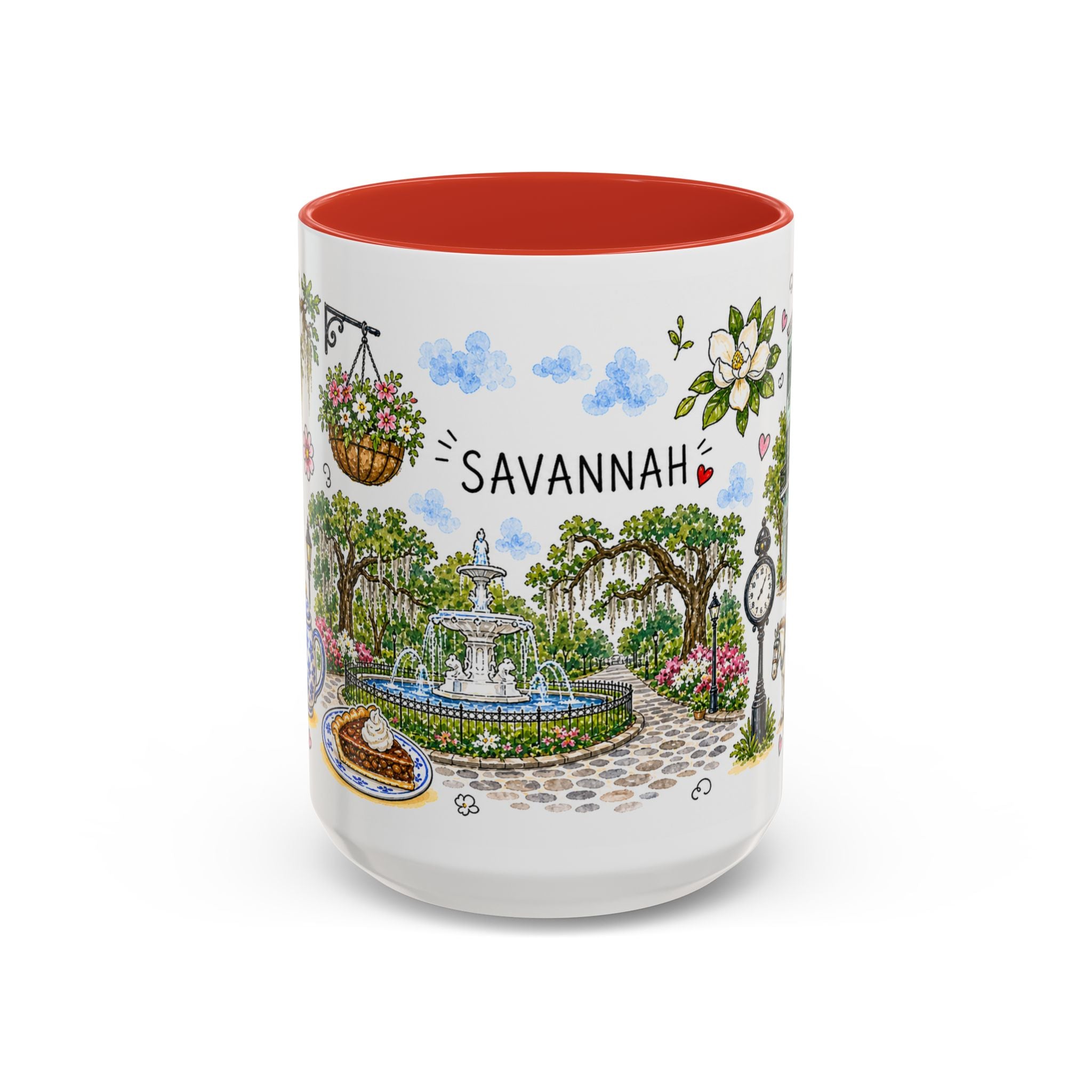 Savannah Illustrated Travel Mug | City Souvenir Accent Coffee Mug | 11oz 15oz Ceramic Cup