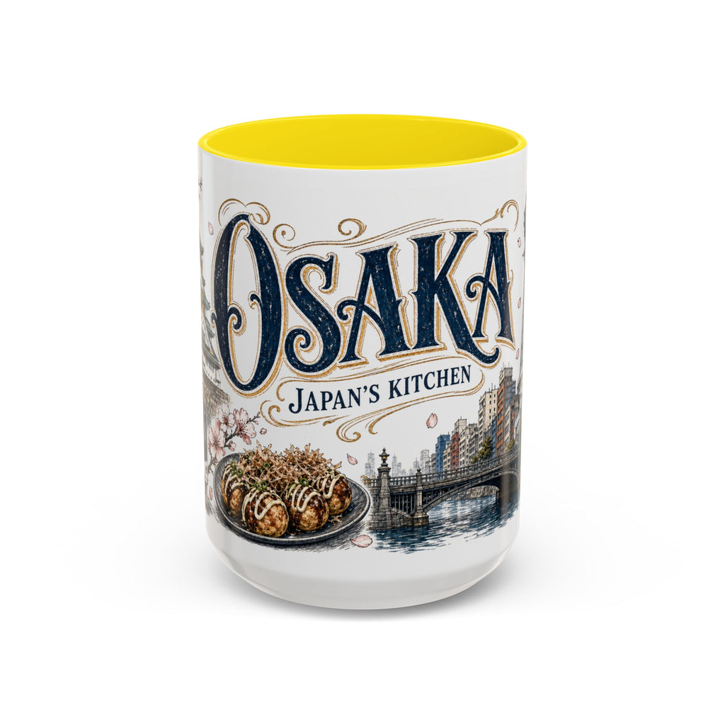 Osaka Coffee Mug | Japan Travel Souvenir | Vintage Illustrated City Gift | 11 oz 15 oz Accent Mug