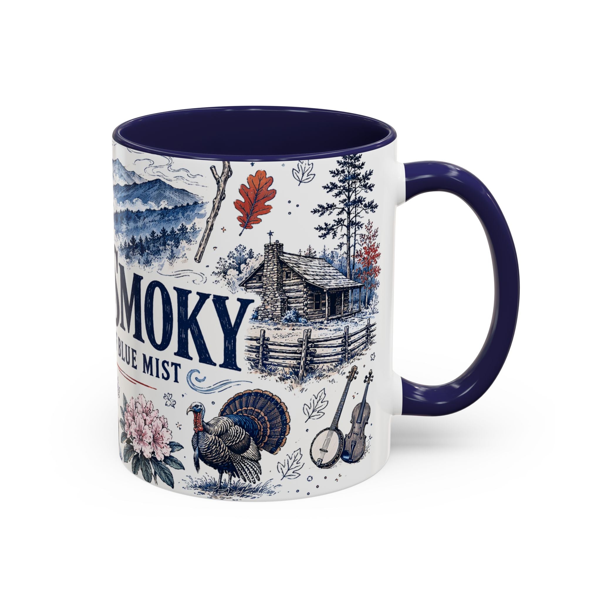 Great Smoky Mountains Coffee Mug | National Park Hiking Gift | Accent Color Ceramic 11oz 15oz