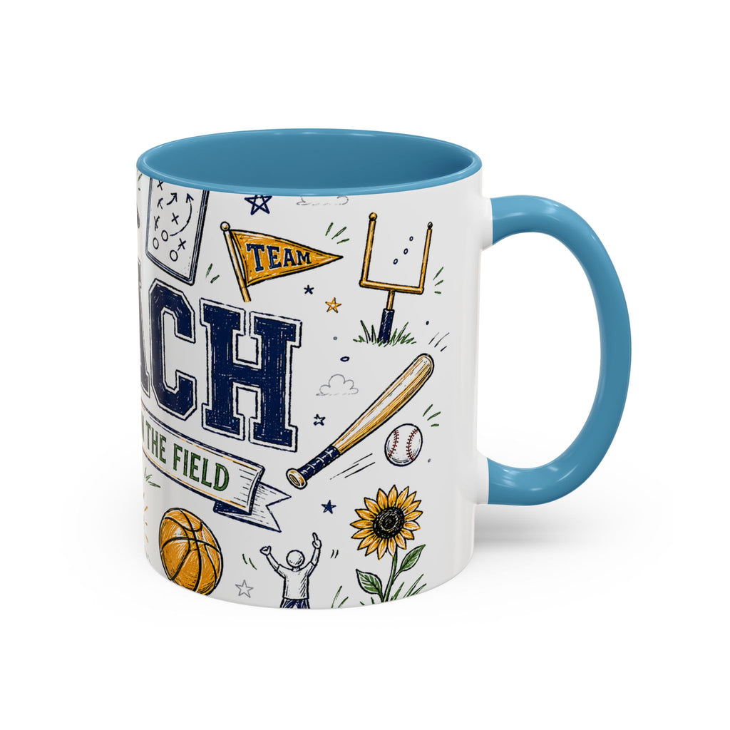 Coach Best Dad On The Field Coffee Mug | Father's Day Gift for Dad | Accent Color Ceramic 11oz 15oz