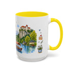 Bled Illustrated Travel Mug | Slovenia Souvenir Accent Coffee Mug | 11oz 15oz Ceramic Cup
