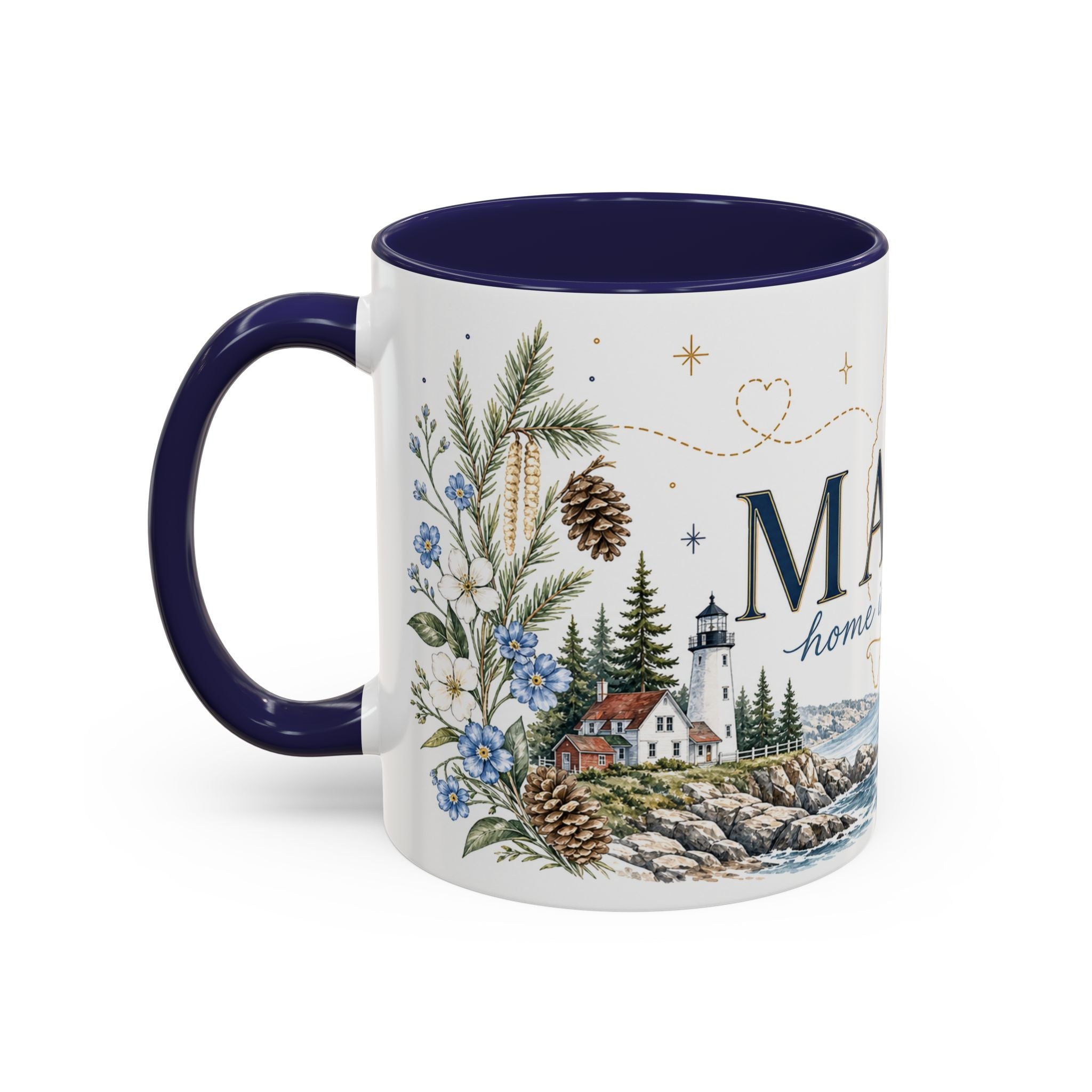 Maine State Mug | Moving Away, Long Distance Friendship Gift | 11oz 15oz Accent Mug