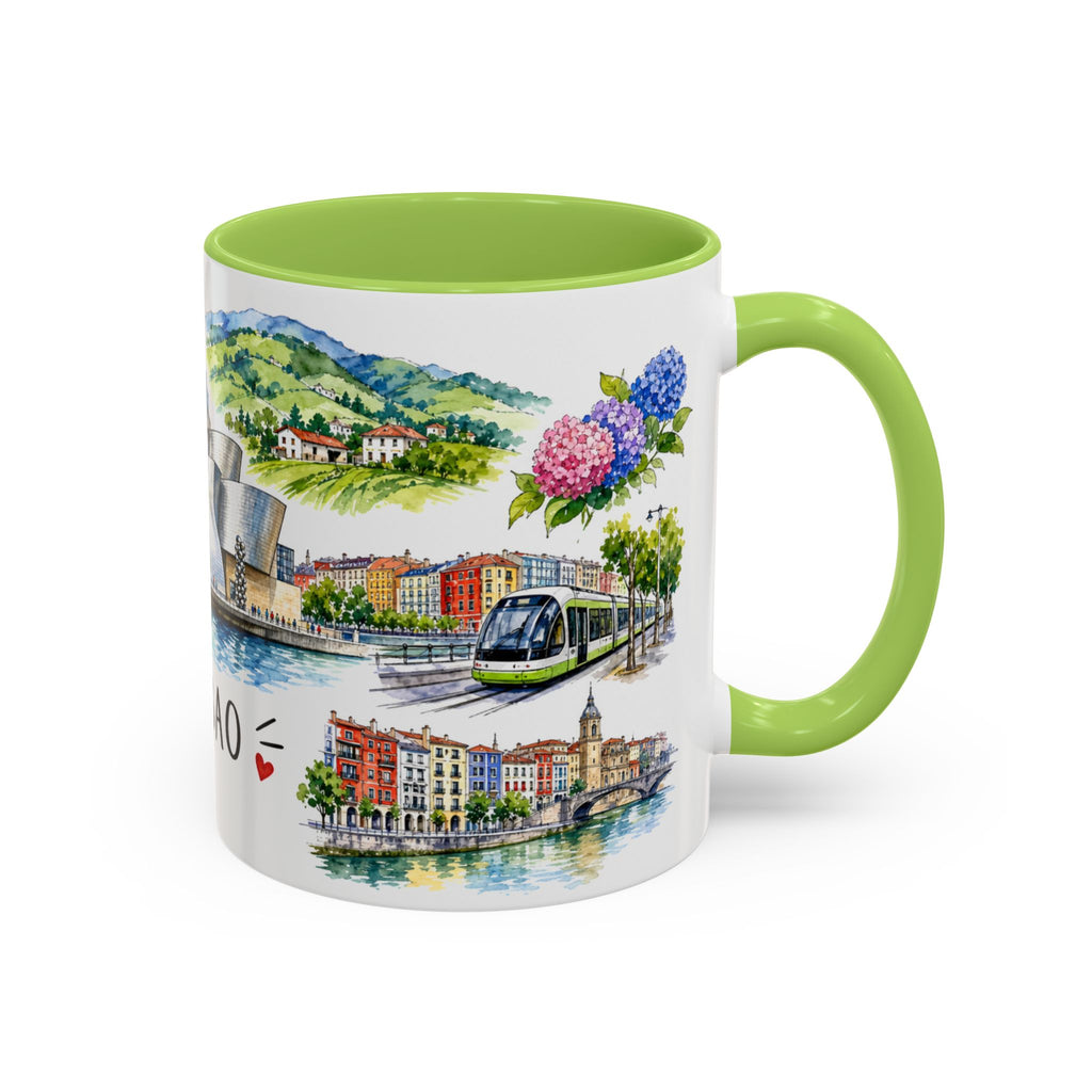 Bilbao Illustrated Travel Mug | City Souvenir Accent Coffee Mug | 11oz 15oz Ceramic Cup