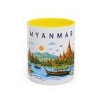 Myanmar Coffee Mug | Travel Souvenir Accent Mug | Place Gift Ceramic Cup 11oz 15oz