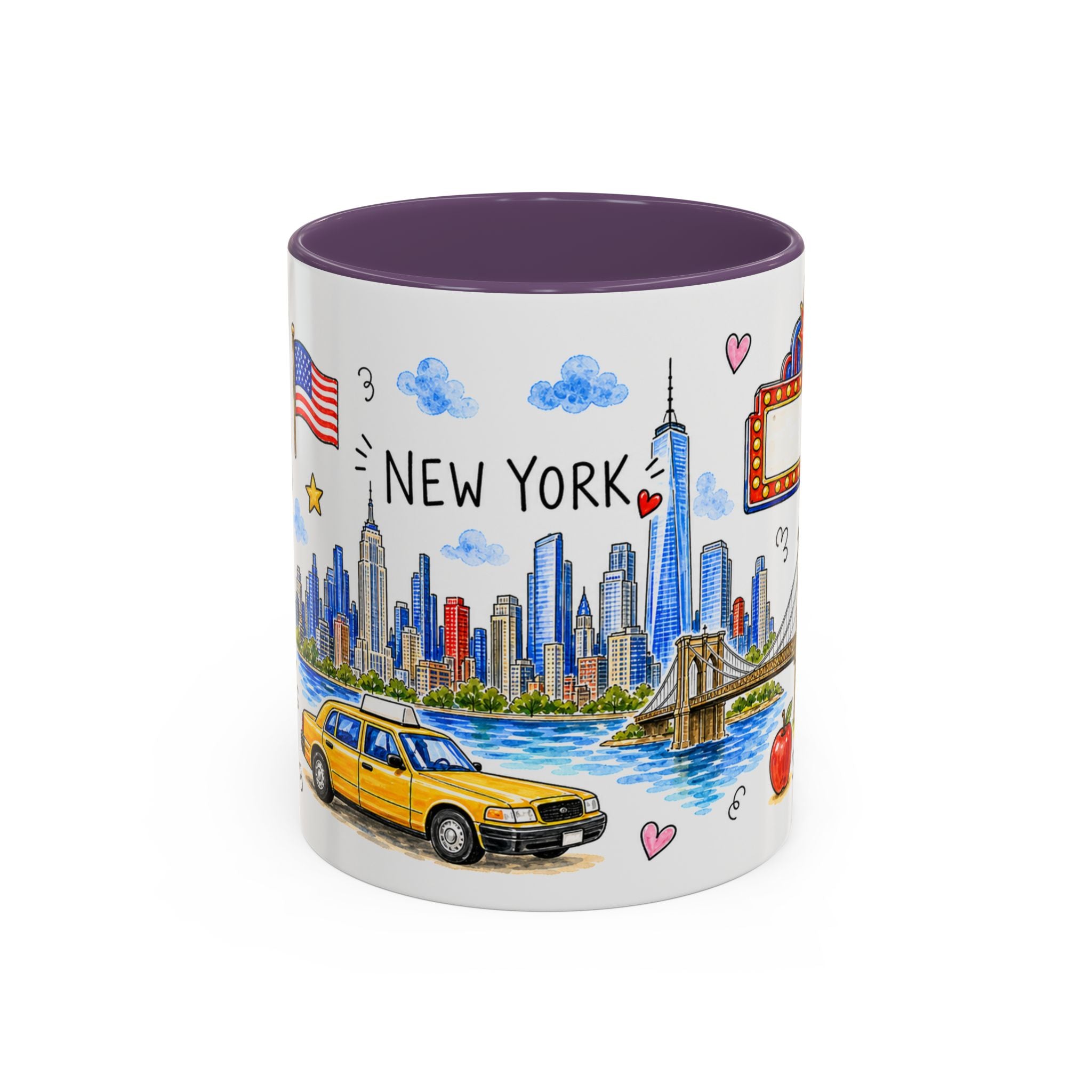 New York City Illustrated Travel Mug | City Souvenir Accent Coffee Mug | 11oz 15oz Ceramic Cup