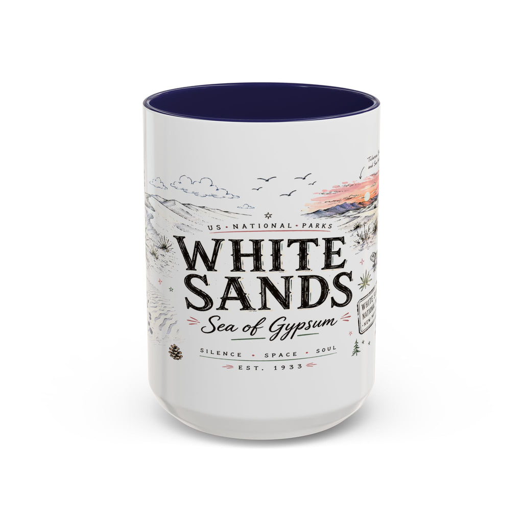 White Sands National Park Coffee Mug | New Mexico Desert Sand Dunes Gift | Accent Color Ceramic 11oz 15oz