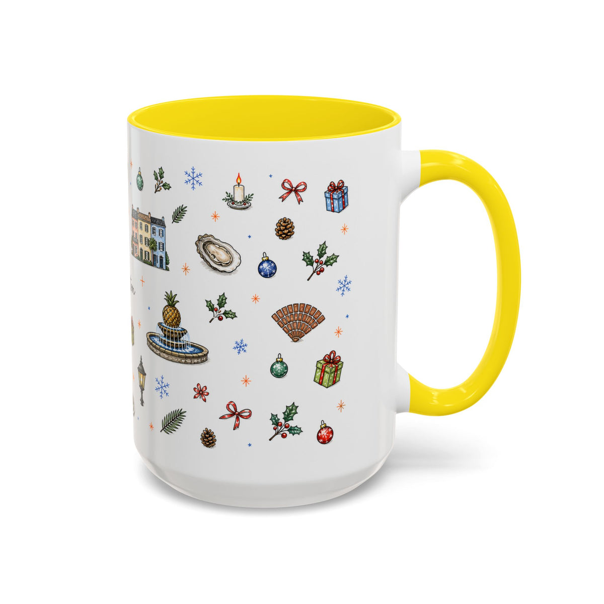 Charleston Christmas Mug | Watercolor City Souvenir, Holiday Travel Gift (11oz/15oz)
