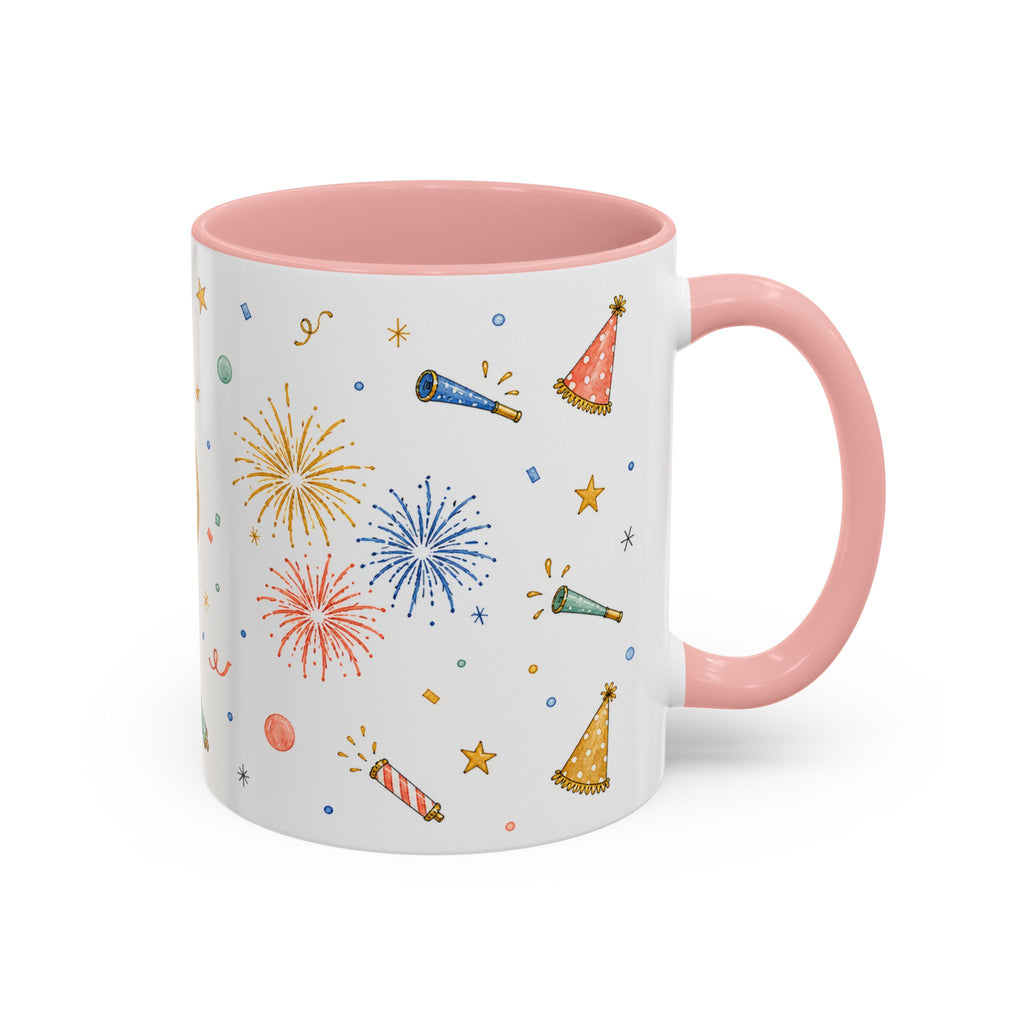 New Year Midnight Mug | Candle Firework Watercolor Party Gift | Accent Cup 11oz 15oz