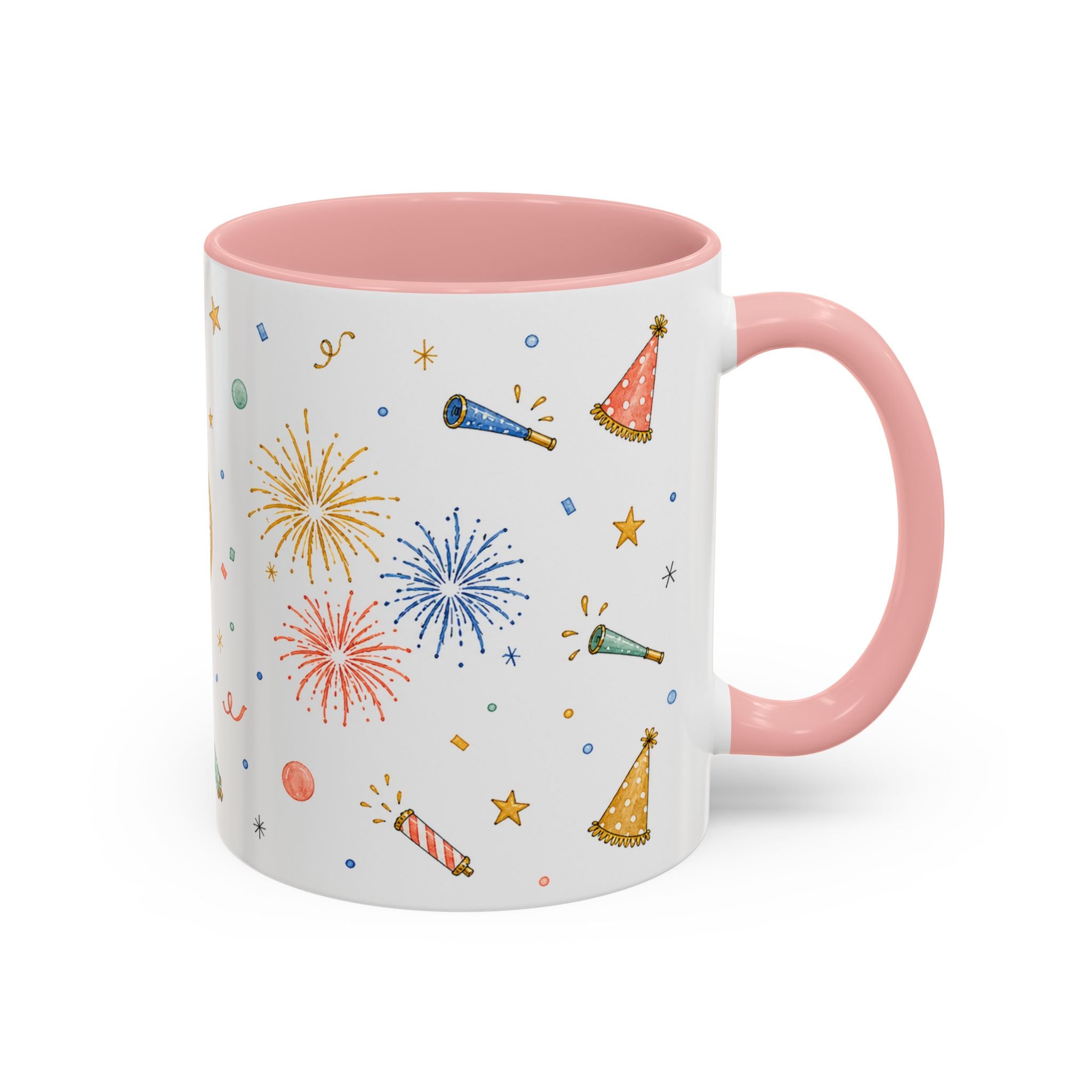 New Year Midnight Mug | Candle Firework Watercolor Party Gift | Accent Cup 11oz 15oz