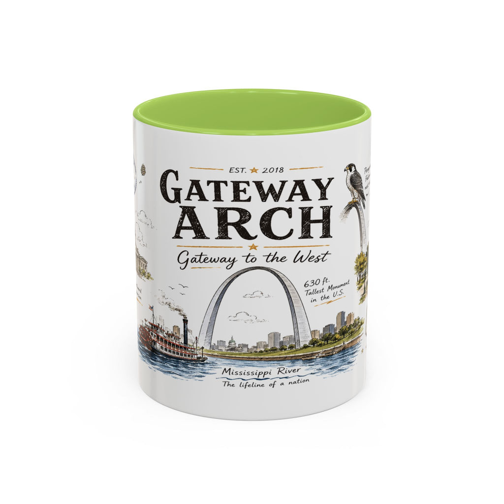 Gateway Arch National Park Coffee Mug | Missouri St. Louis Landmark Gift | Accent Color Ceramic 11oz 15oz