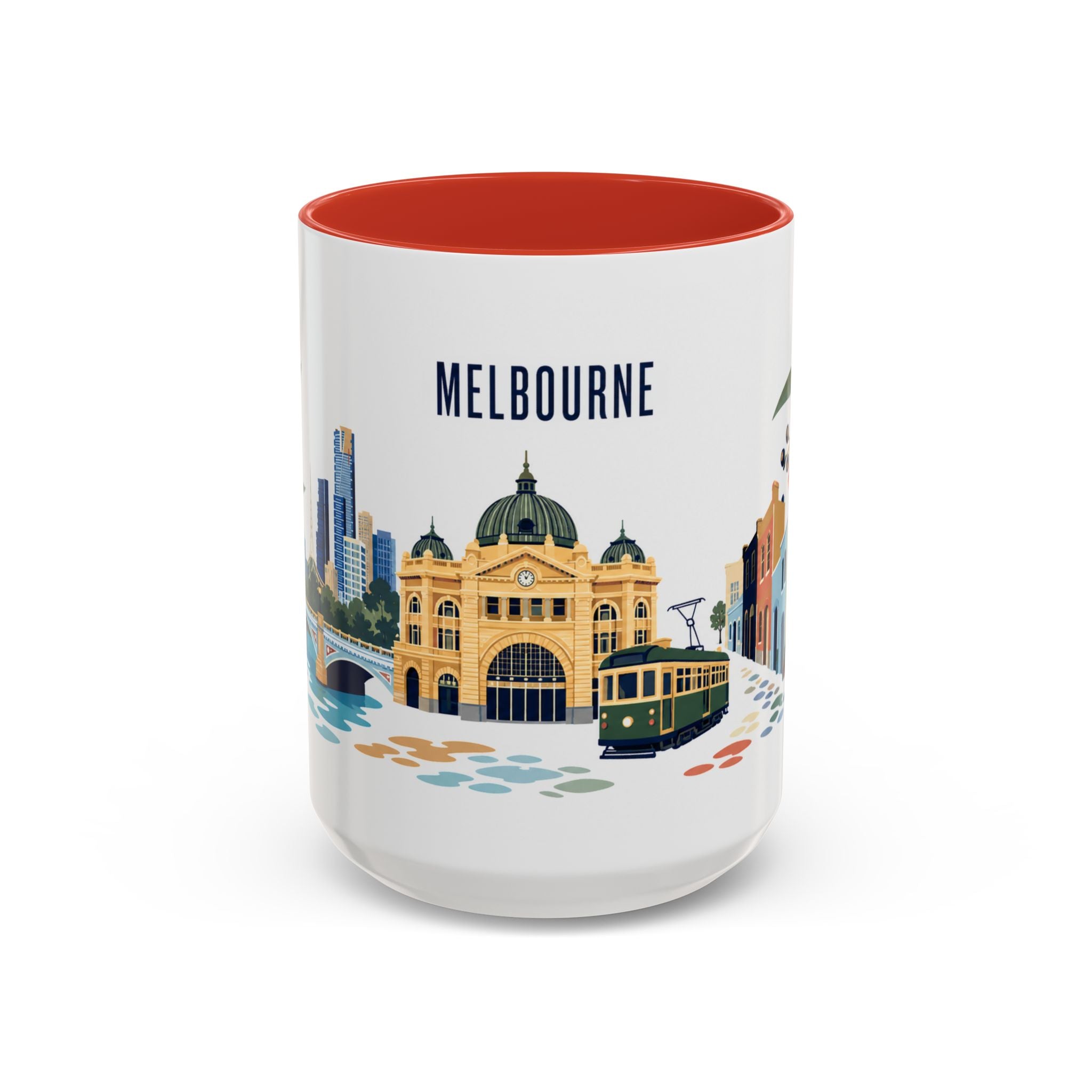 Melbourne Coffee Mug | Australia Travel Souvenir | Porcelain Decal City Gift | 11oz 15oz Accent Mug