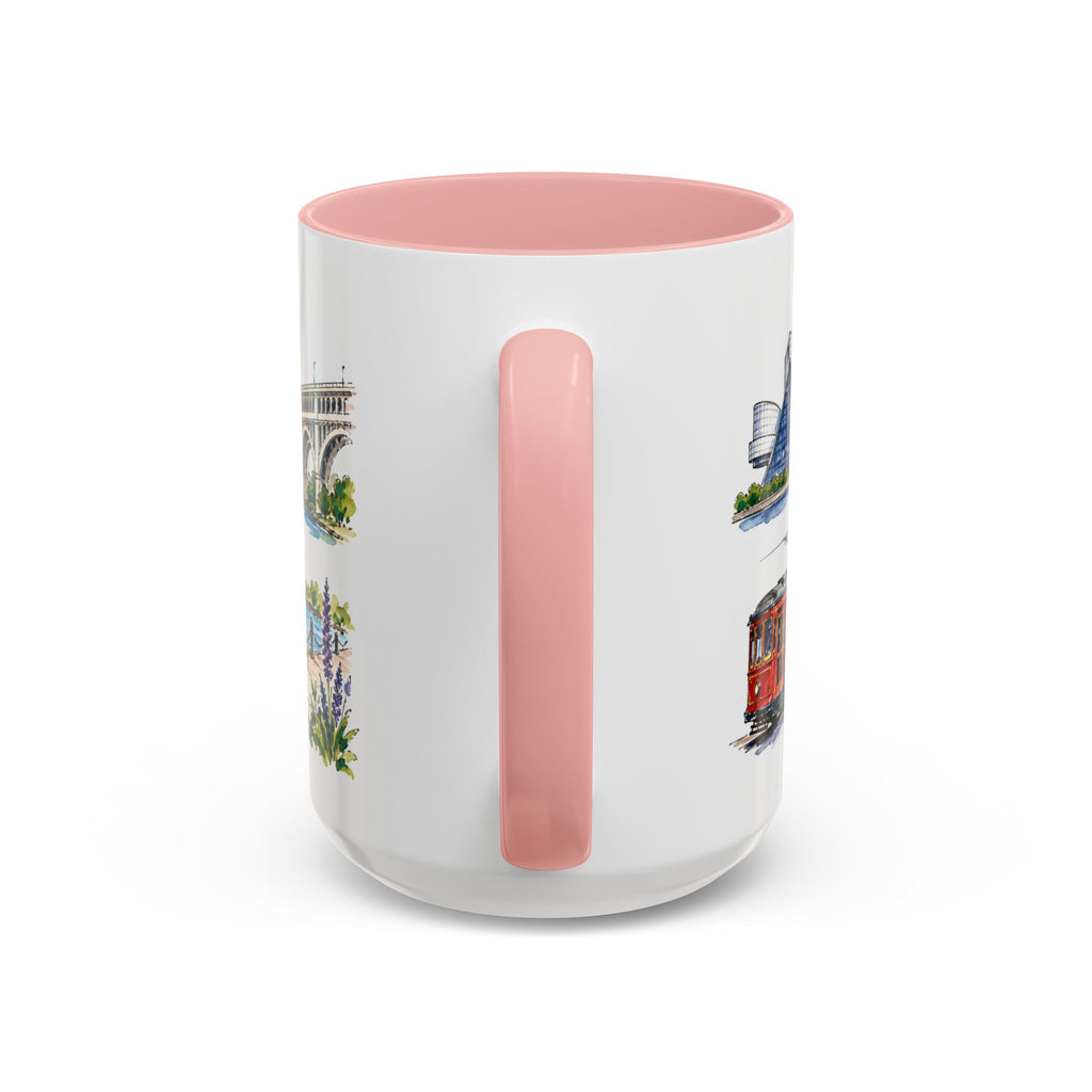 Cleveland Illustrated Travel Mug | City Souvenir Accent Coffee Mug | 11oz 15oz Ceramic Cup