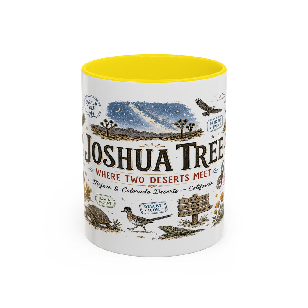 Joshua Tree Coffee Mug | National Park Desert Camping Gift | Accent Color Ceramic 11oz 15oz