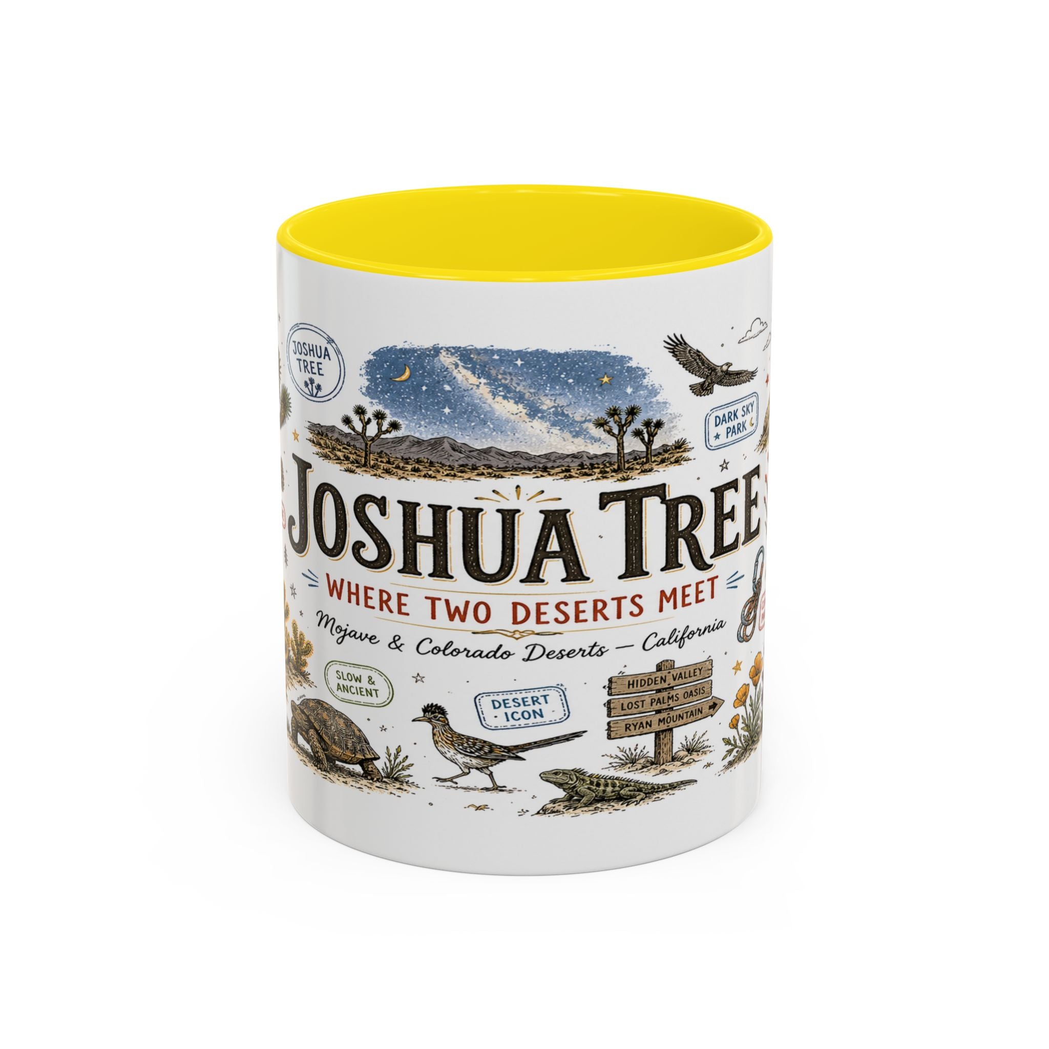 Joshua Tree Coffee Mug | National Park Desert Camping Gift | Accent Color Ceramic 11oz 15oz