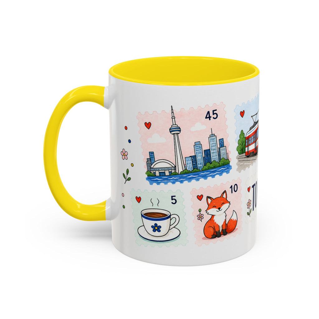 Toronto Coffee Mug | Postage Stamp Collage Mug | Travel Souvenir Accent Cup 11oz 15oz