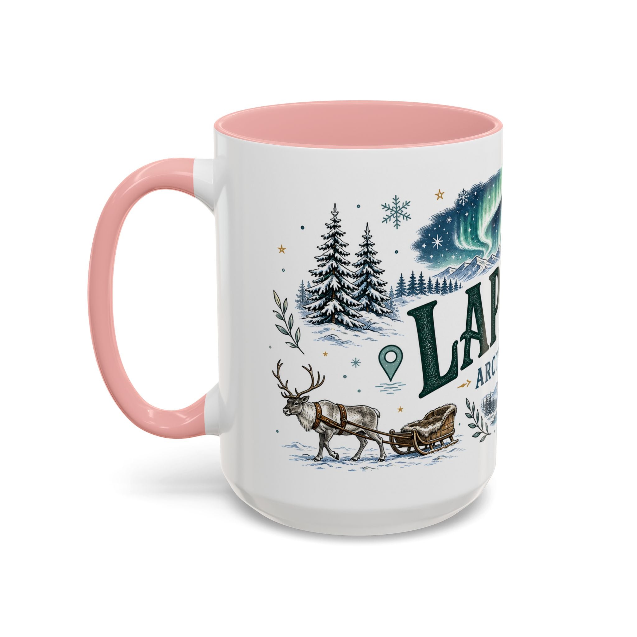 Lapland Coffee Mug | Travel Destination Souvenir Gift | Accent Color Ceramic 11oz 15oz