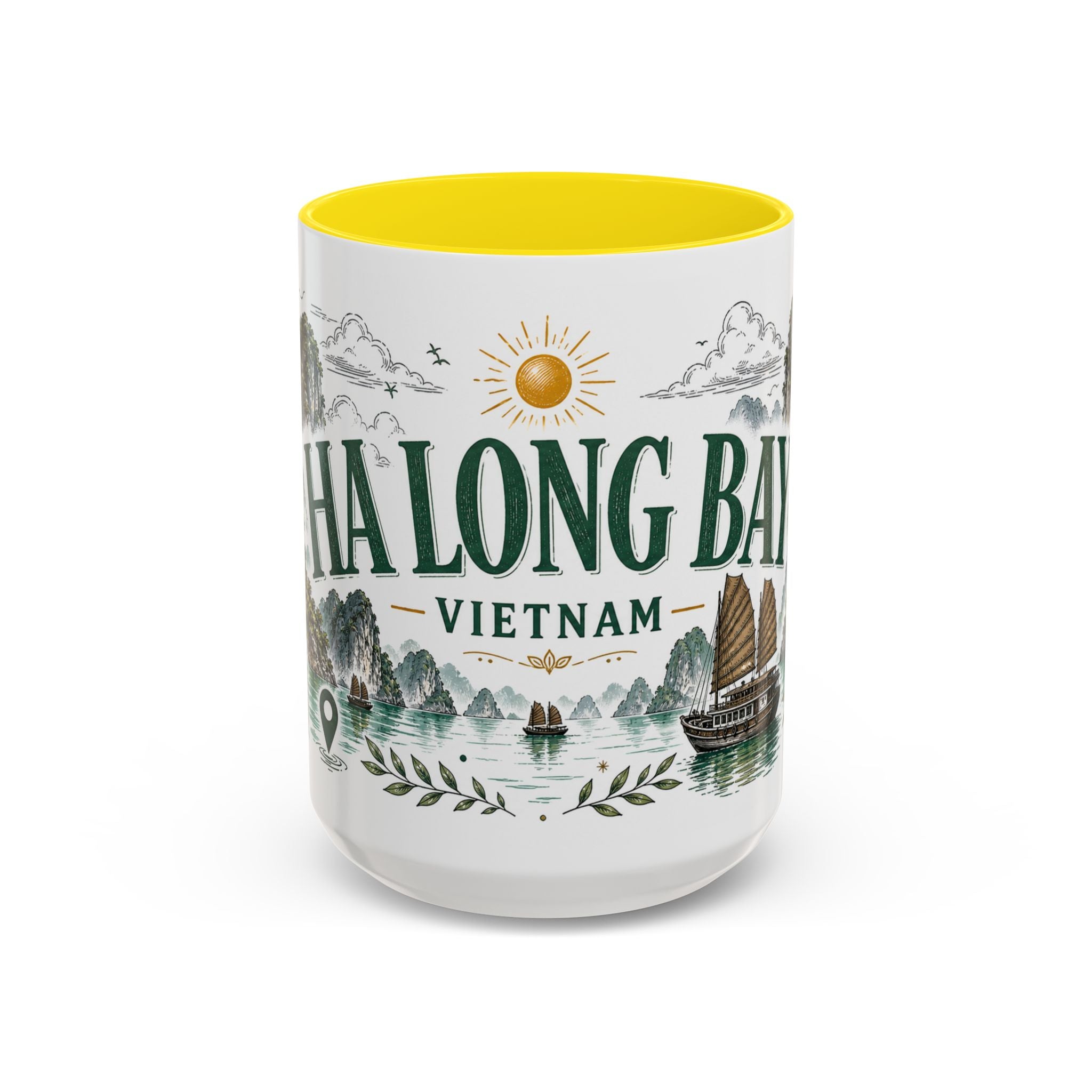 Ha Long Bay Coffee Mug | Travel Destination Souvenir Gift | Accent Color Ceramic 11oz 15oz