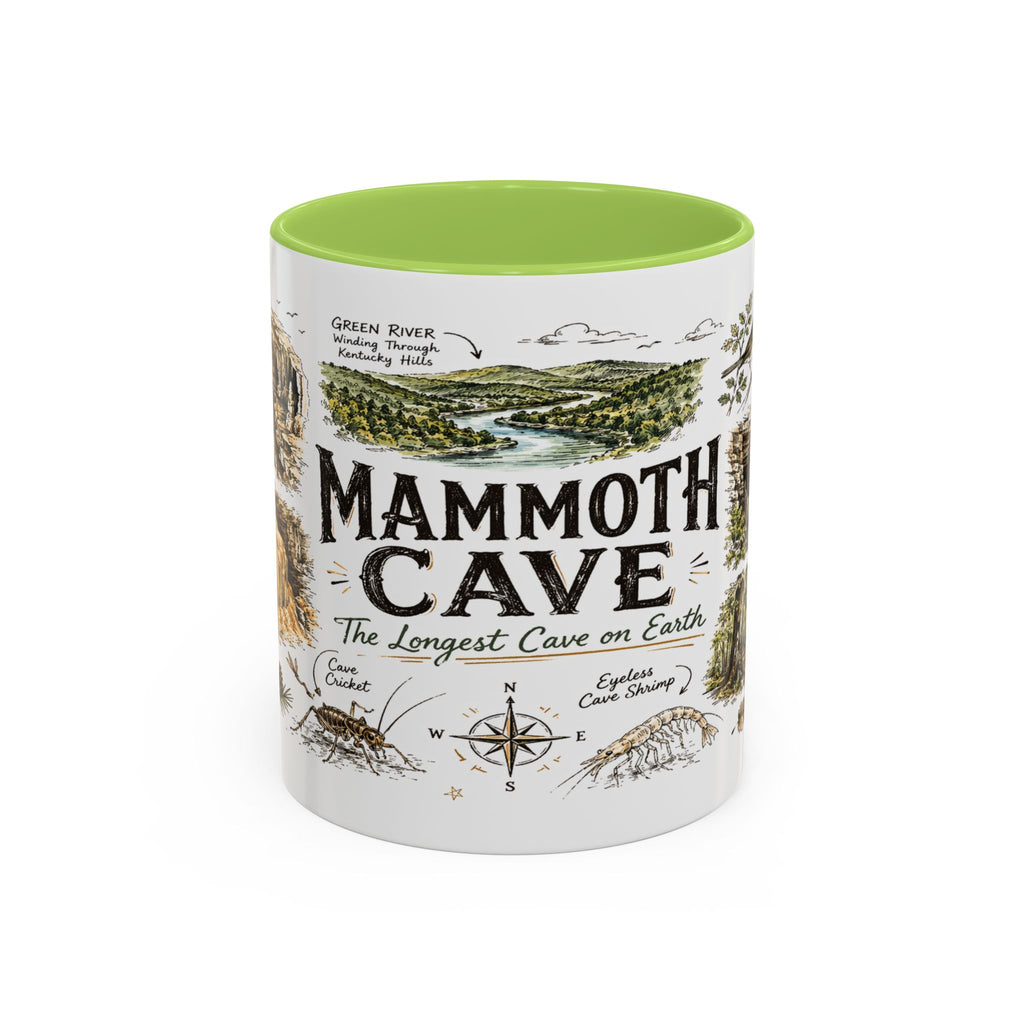 Mammoth Cave National Park Coffee Mug | Kentucky Cave Exploration Hiking Gift | Accent Color Ceramic 11oz 15oz