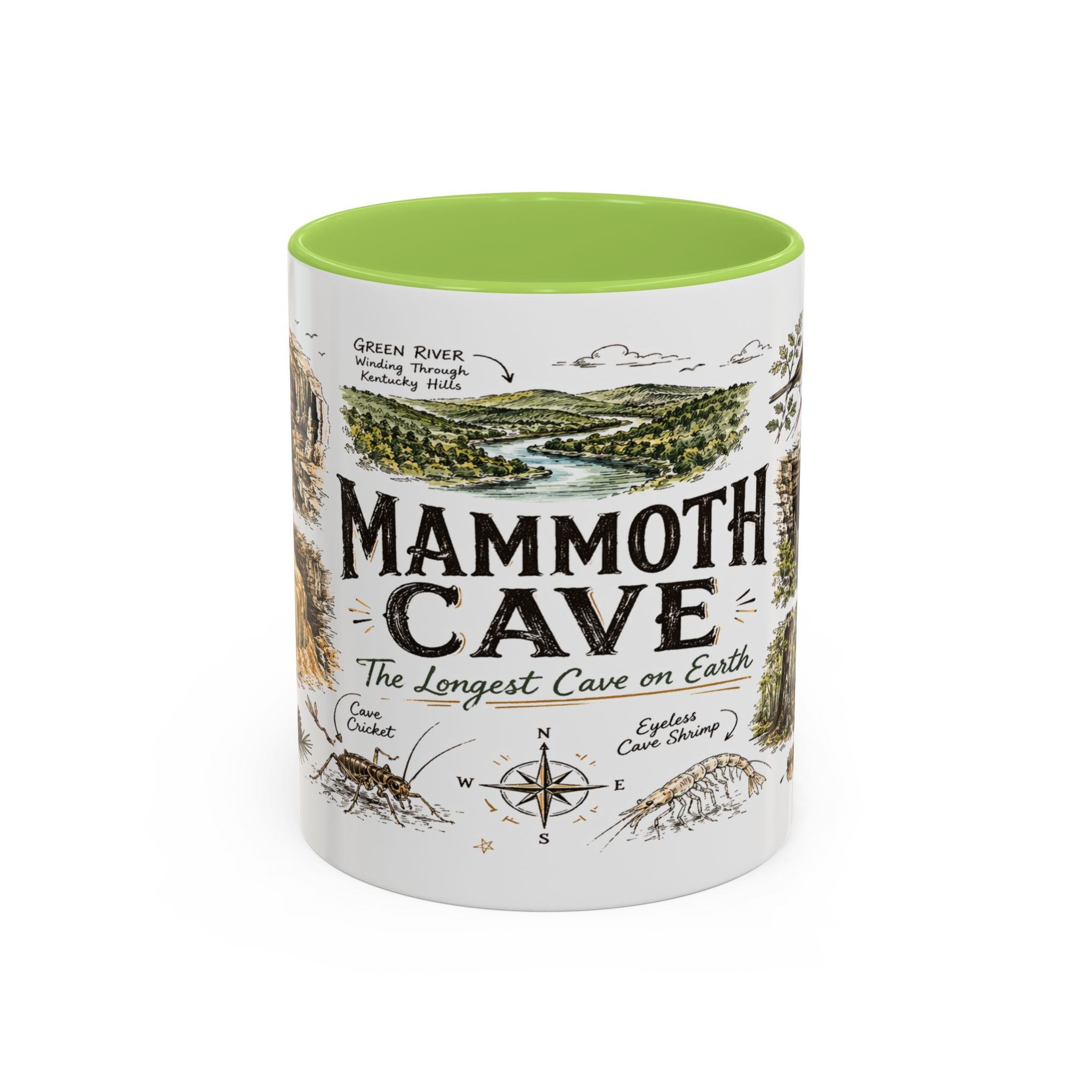 Mammoth Cave National Park Coffee Mug | Kentucky Cave Exploration Hiking Gift | Accent Color Ceramic 11oz 15oz