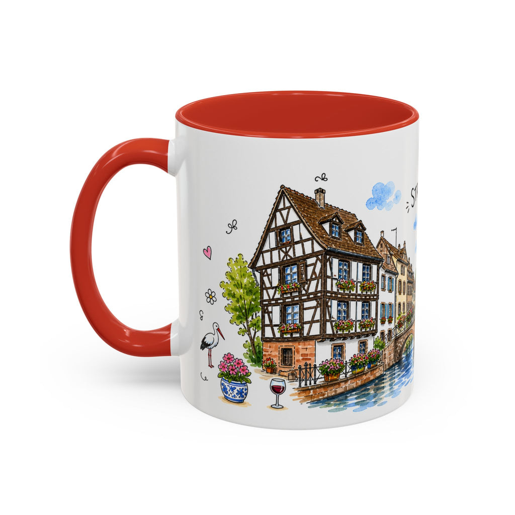 Strasbourg Illustrated Travel Mug | France Souvenir Accent Coffee Mug | 11oz 15oz Ceramic Cup