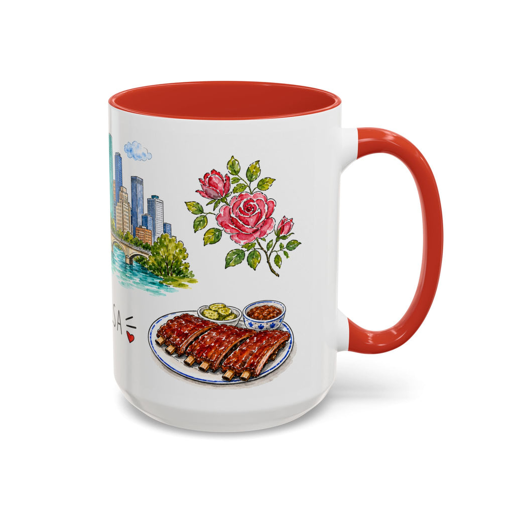 Tulsa Illustrated Travel Mug | City Souvenir Accent Coffee Mug | 11oz 15oz Ceramic Cup