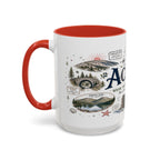 Acadia Coffee Mug | National Park Hiking Coastal Gift | Accent Color Ceramic 11oz 15oz