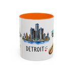 Detroit Illustrated Travel Mug | City Souvenir Accent Coffee Mug | 11oz 15oz Ceramic Cup