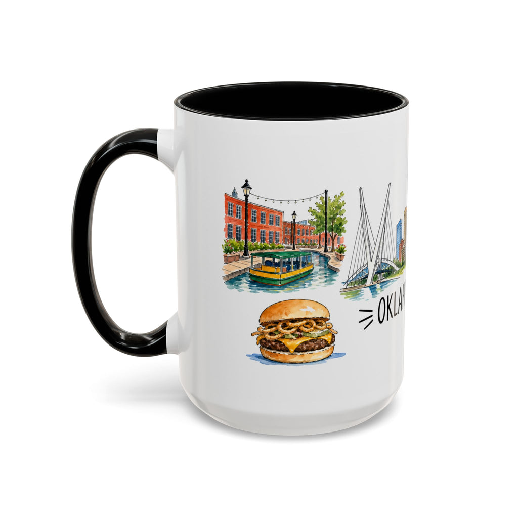 Oklahoma City Illustrated Travel Mug | City Souvenir Accent Coffee Mug | 11oz 15oz Ceramic Cup