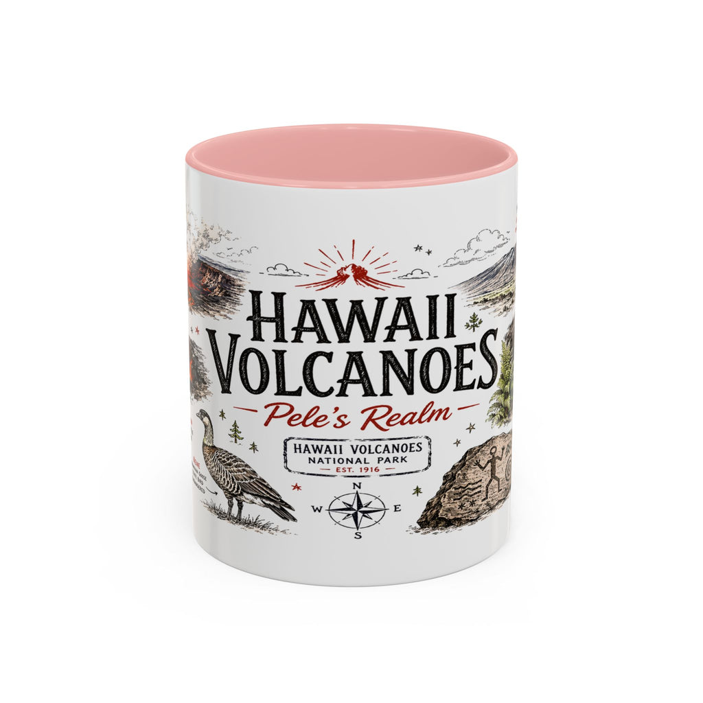 Hawaii Volcanoes National Park Coffee Mug | Hawaii Big Island Lava Volcano Gift | Accent Color Ceramic 11oz 15oz