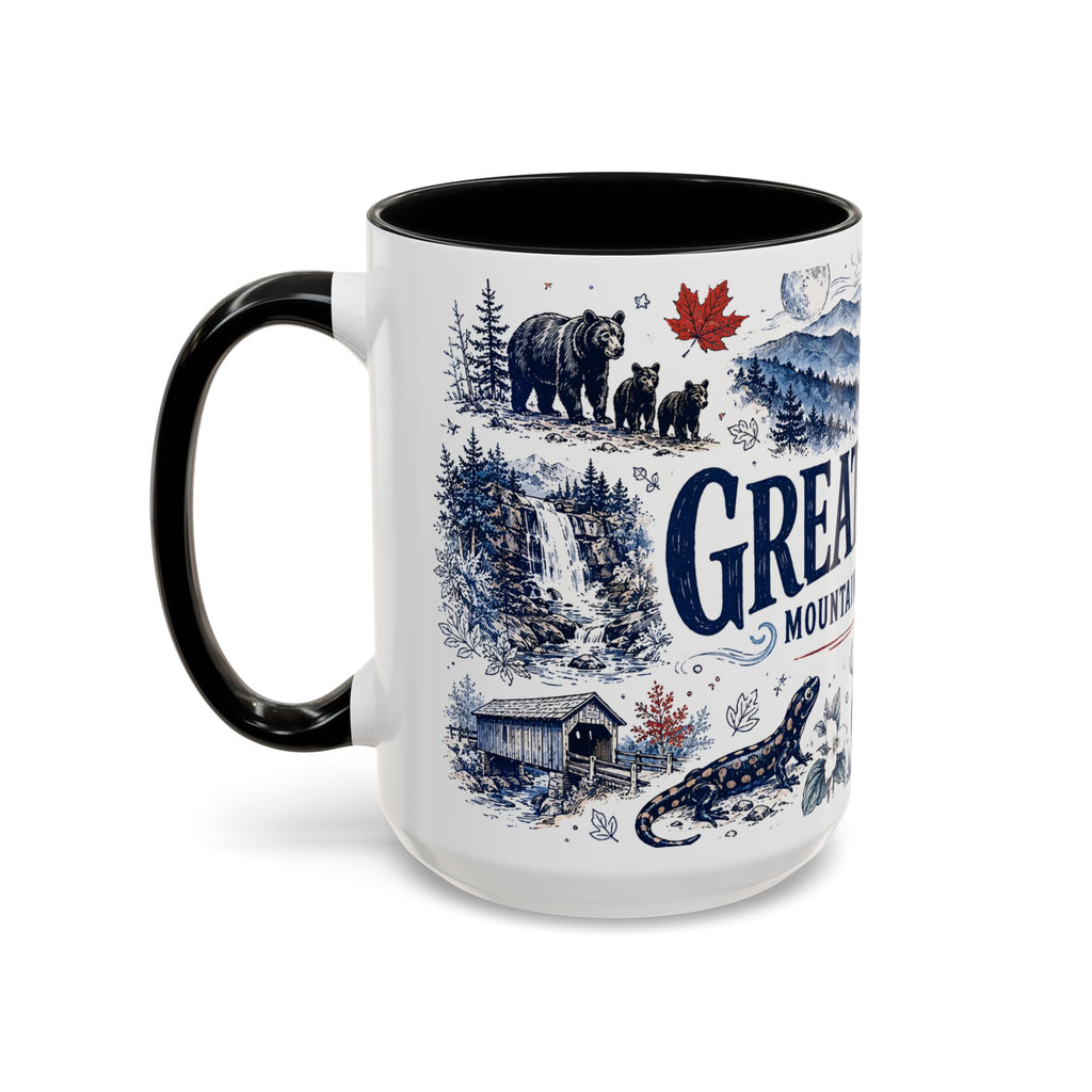 Great Smoky Mountains Coffee Mug | National Park Hiking Gift | Accent Color Ceramic 11oz 15oz