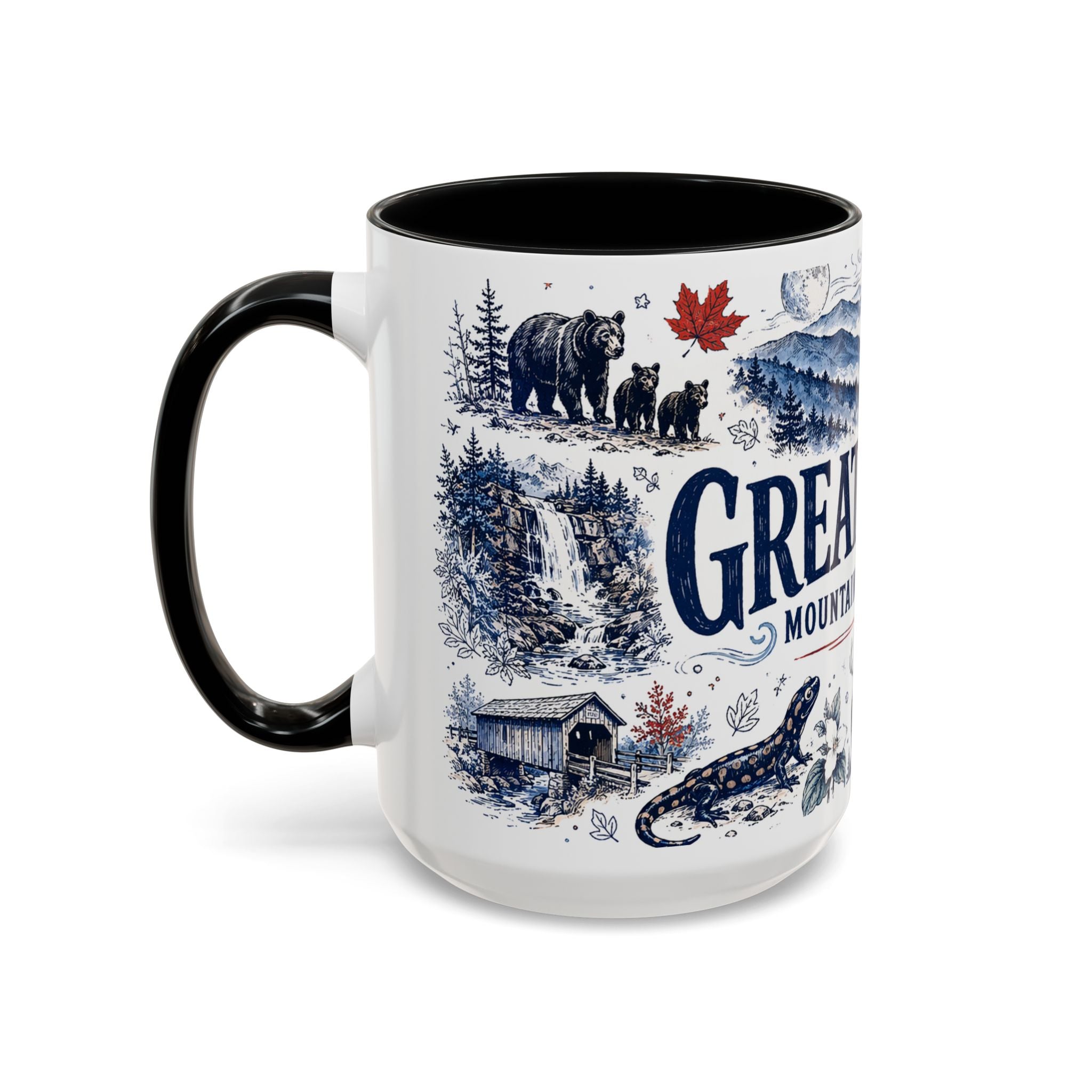 Great Smoky Mountains Coffee Mug | National Park Hiking Gift | Accent Color Ceramic 11oz 15oz