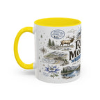 Rocky Mountain Coffee Mug | National Park Hiking Camping Gift | Accent Color Ceramic 11oz 15oz