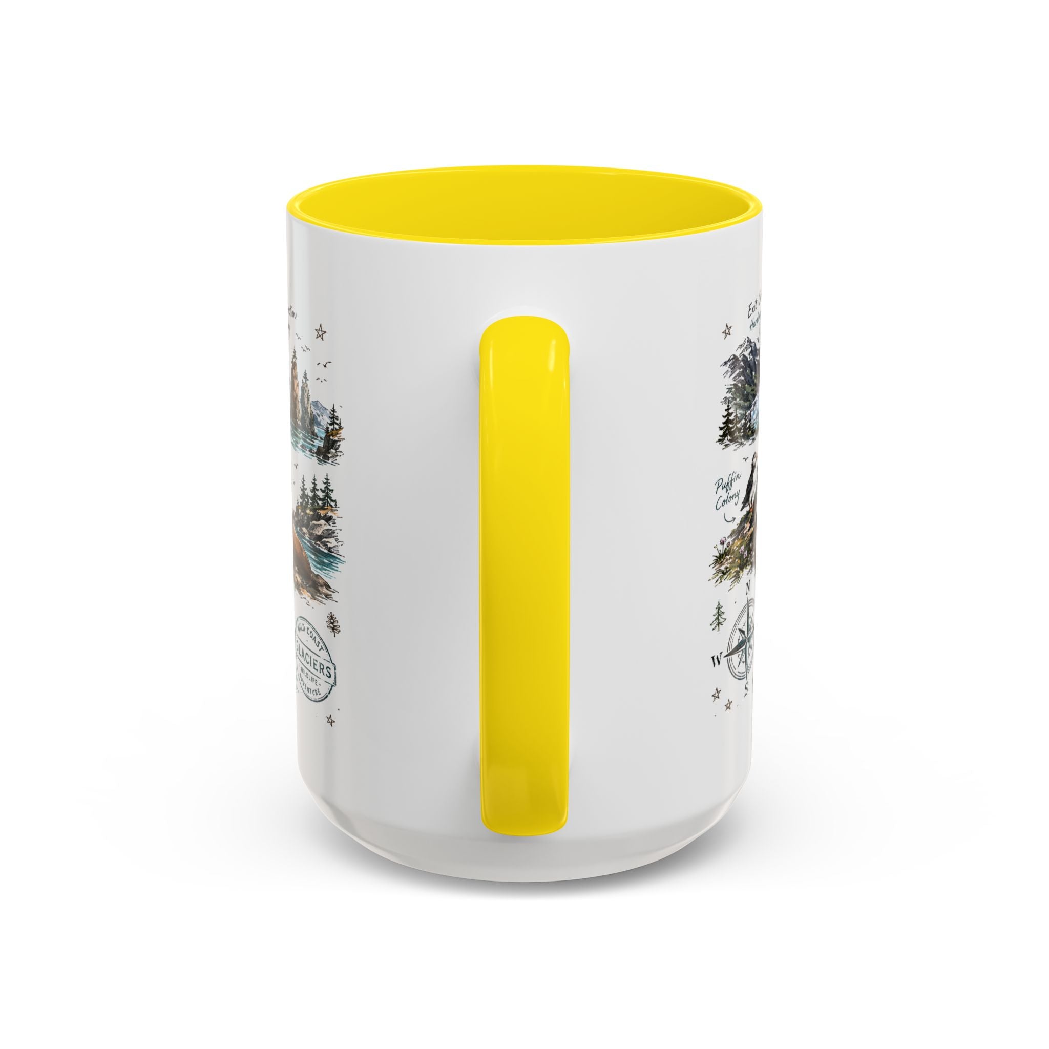 Kenai Fjords National Park Coffee Mug | Alaska Coastal Wildlife Hiking Gift | Accent Color Ceramic 11oz 15oz
