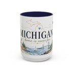 Michigan State Map Mug | Botanical Accents, Lakes Art | Homesick Gift