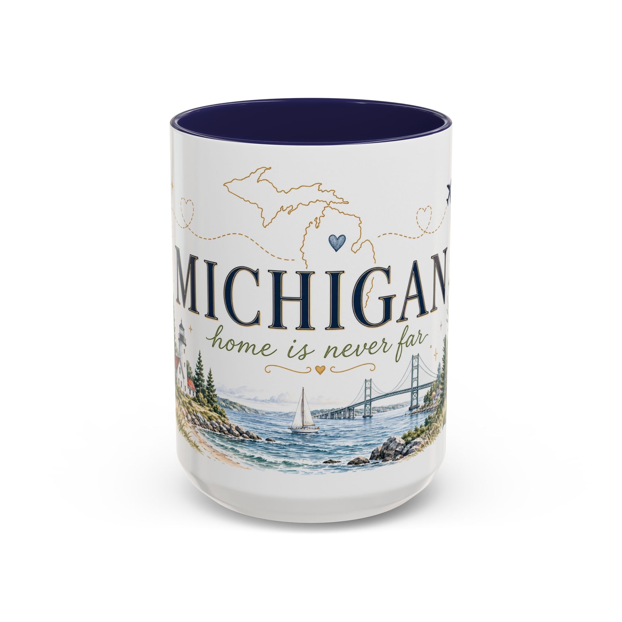 Michigan State Map Mug | Botanical Accents, Lakes Art | Homesick Gift