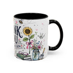 Thank You Teacher Coffee Mug | For Helping Me Grow Appreciation Gift | Accent Color Ceramic 11oz 15oz