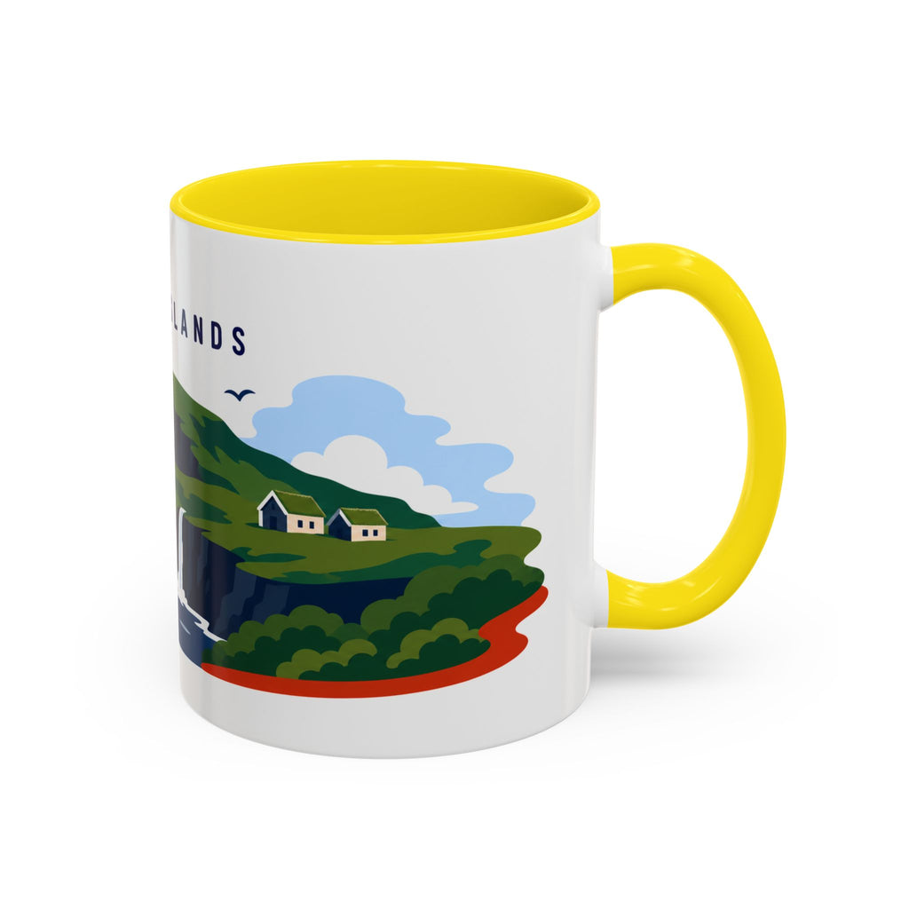 Faroe Islands Coffee Mug | Travel Destination Souvenir Gift | Accent Color Ceramic 11oz 15oz