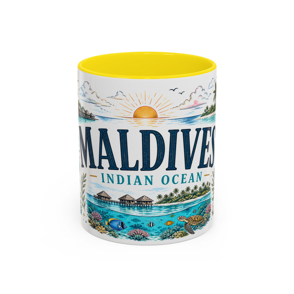 Maldives Coffee Mug | Travel Destination Souvenir Gift | Accent Color Ceramic 11oz 15oz