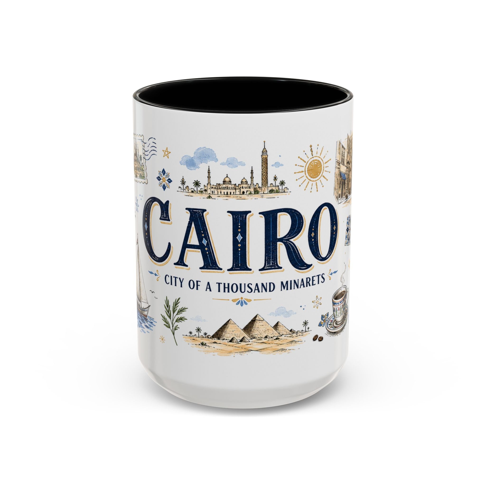 Cairo Coffee Mug | Egypt Souvenir Travel Gift | Accent Color Ceramic 11oz 15oz