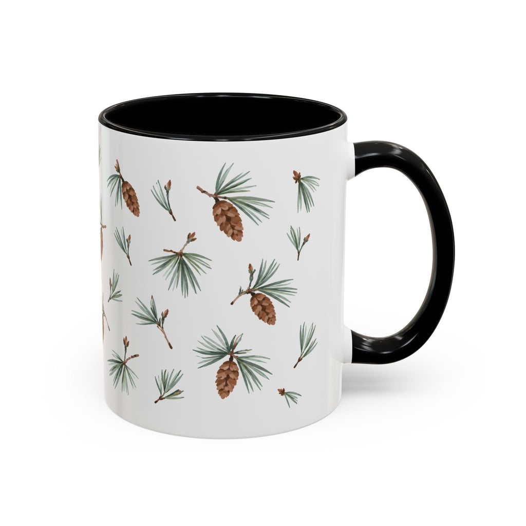 Maine White Pine Cone and Tassel Mug, State Flower Floral Coffee Cup, 11oz Botanical Gift