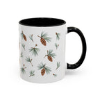 Maine White Pine Cone and Tassel Mug, State Flower Floral Coffee Cup, 11oz Botanical Gift