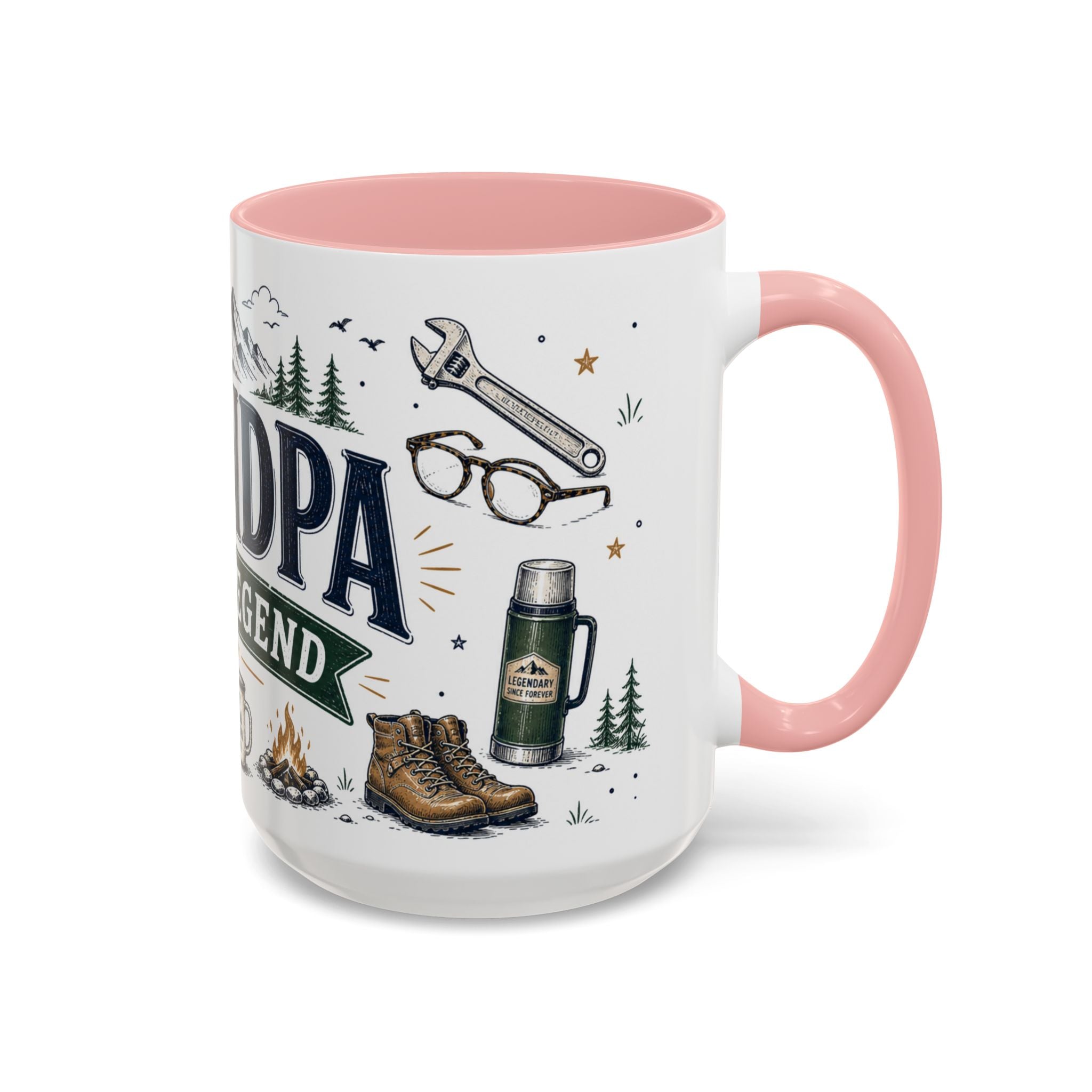 Grandpa The Legend Coffee Mug | Gift From Grandkids | Accent Color Ceramic 11oz 15oz