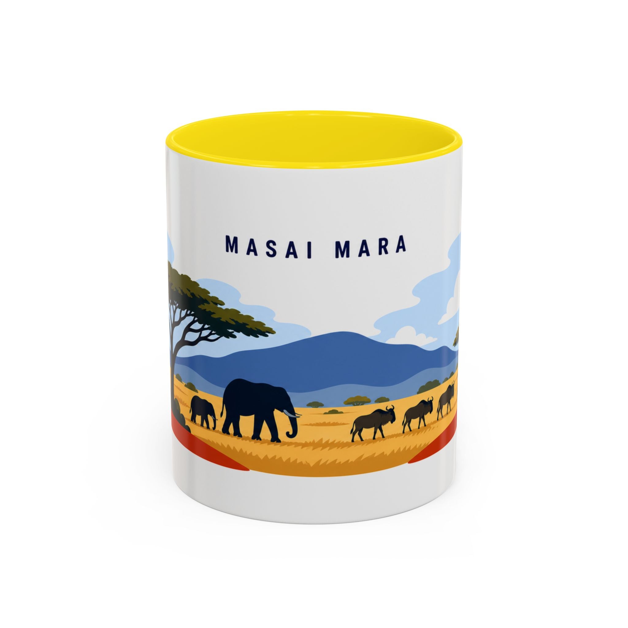 Masai Mara Coffee Mug | Travel Destination Souvenir Gift | Accent Color Ceramic 11oz 15oz